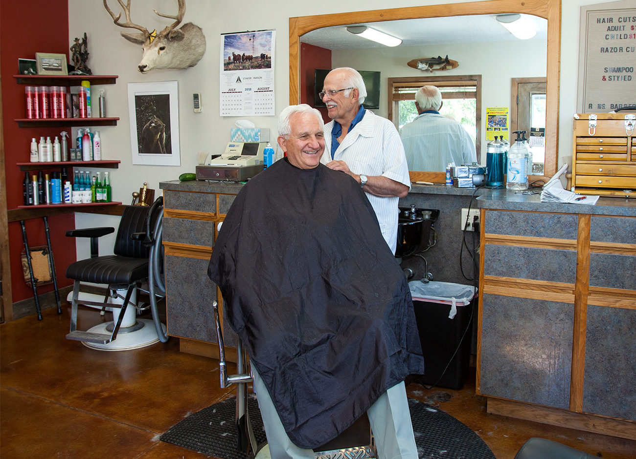 Keith Buswell in a barbershop