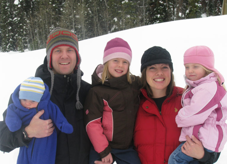 A family photo of the Johnsons with Elise two weeks before the accident at Beaver Mountain.