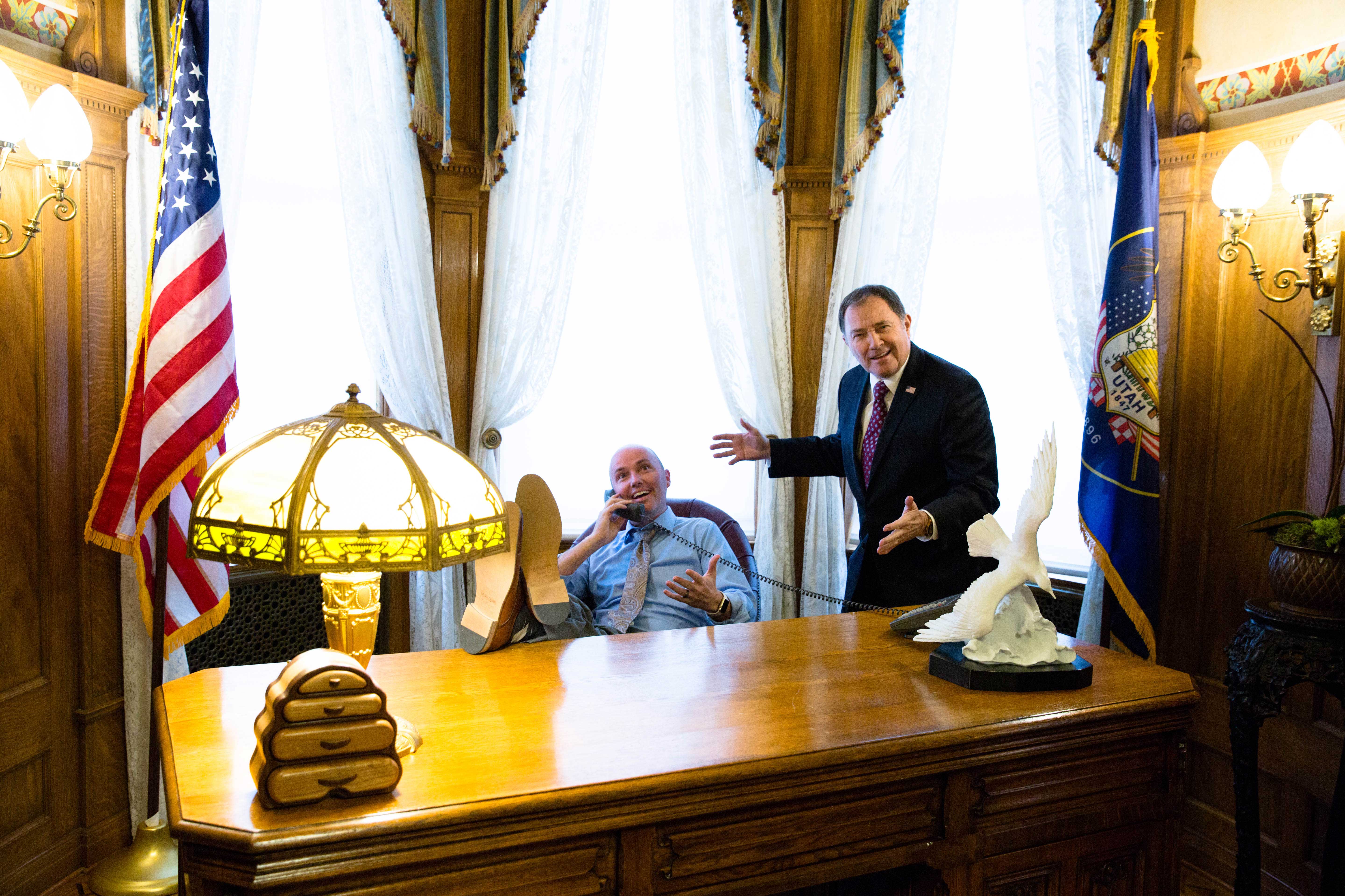 The Governor and the Lt. Governor at the Governors desk