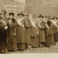 a line of suffragists picket their voting status in Utah in 1917
