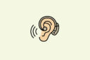 an illustration of a hearing aid on an ear