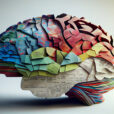 Human brain with paper colors ,generative artificial intelligence